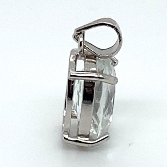 Aquamarine 1.90ct White Gold Finish Solid 925 Sterling Silver Pendant - Picture 5 of 6